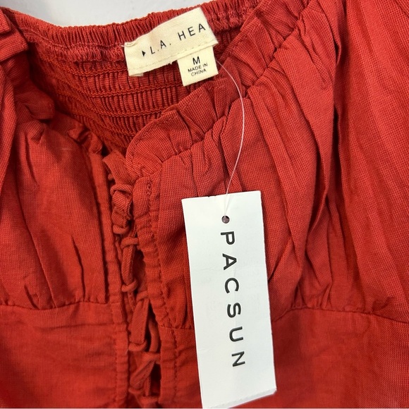 NWT PacSun/La Hearts Lace Up Long Sleeve Rust Boho Crop Top  Size Medium - Picture 11 of 13